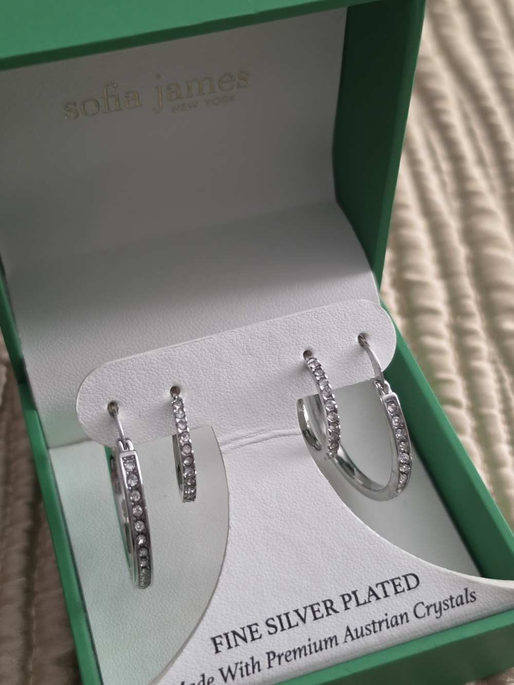 Sofia James Fine Silver-Plated Crystal Hoop Earrings - Austrian Crystal